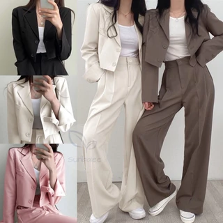 SUNBALEE 🤎 SUIT-2 เสื้อสูท เสื้อเบลเซอร์ กางเกงขายาว ชุดเซ็ต คอปกสไตล์เกาหลี Blazer สินค้าพร้อมส่ง