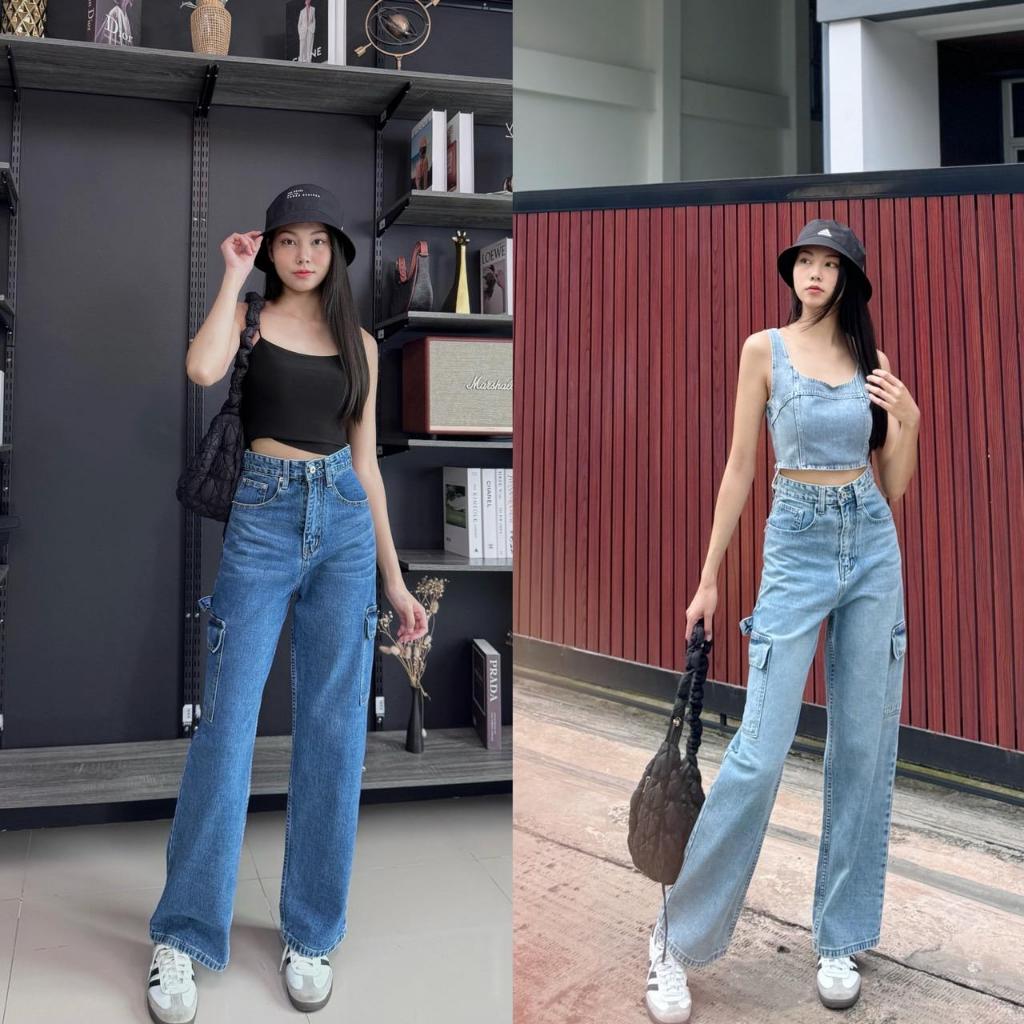 ยีนส์ Nammon Jeans t20-t21 กางเกงยีนส์คาร์โก้-ผ้าไม่ยืด