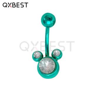 ✪จิวสะดือสแตนเลสแท้ จิวหูสแตนเลสแท้ ✪ Navel with 2 CZ (NV.2CZ)✪ Korean earring navel CZ Stainless Steel ascessories
