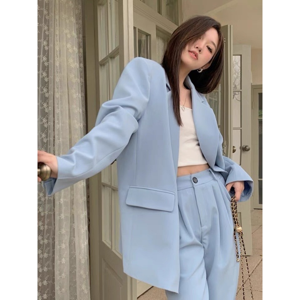 SUIT-05🌻(ขายยกเซ็ต) สูทผู้หญิง สไตล์เกาหลี กระดุม 2เม็ด เสื้อ+กางเกง เซ็ตสูทแฟชั่น เบลเซอร์ ใส่ทำงาน 🌻