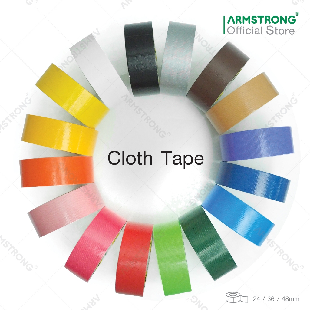 Armstrong เทปผ้า เทปแลคซีน เทปติดสันหนังสือ(16 สี) ขนาด 24/36/48มม x 8หลา -Cloth Tape (16 Colors)