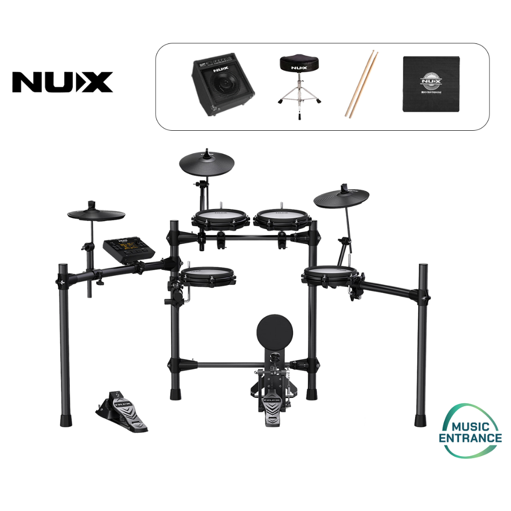 NUX DM-210 Digital Drums กลองไฟฟ้า เอนกประสงค์ DM210 มีโหมดฝึกสอน ต่อบลูทูธ/USB ได้ กลองชุด หนังมุ้ง แถมฟรีเก้าอี้