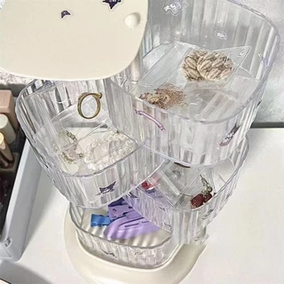 กล่องเก็บของแบบโรตารี่ DIY เครื่องสำอางไข่ความงาม การ์ดผมอุปกรณ์เสริมผมเชือกผูกผมกล่องป้องกันฝุ่น