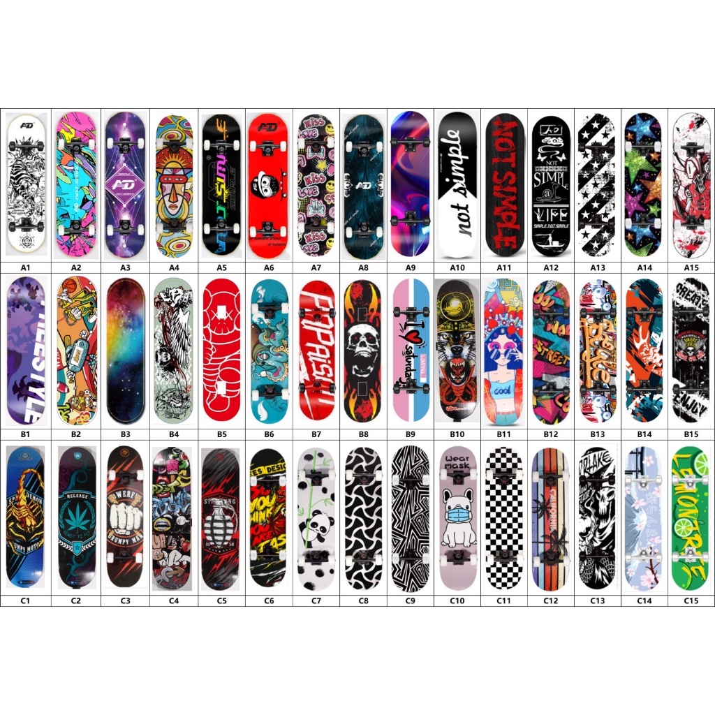 สเก็ตบอร์ด Skateboard skateboards สำหรับผู้ใหญ่และเด็กโต ล้อยาง PU 52 MM เเถมกระเป๋า (รุ่นAD) 1 - รูปที่ 7
