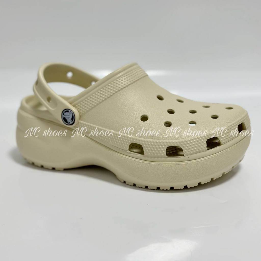 Cross classic platform clog สีขาวส้นสูง4.1cm รองเท้ากันลื่น