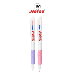 Horse (ตราม้า) ปากกาลูกลื่น 2 หัว 2 สี ตราม้า H-001 แบบกด 0.7 mm. ด้ามสีขาวทึบ จำนวน 1 ด้าม