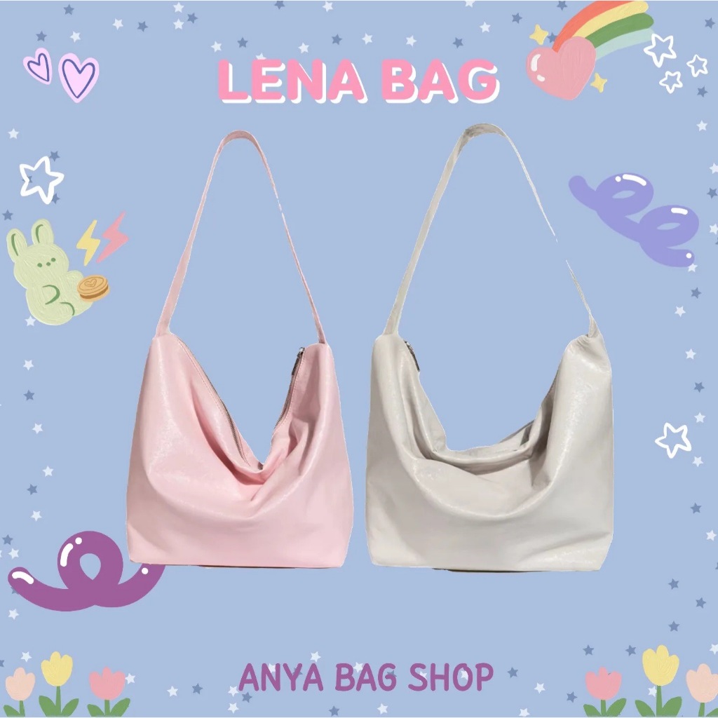 Lena Bag (ANYA012) กระเป๋าสะพายหนังใบใหญ่จุใจ สีพาสเทล