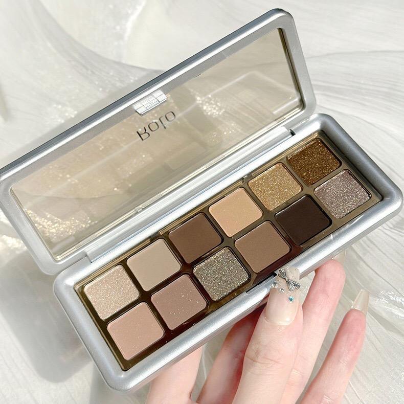 ROTO EyeShadow Palette พาเลตแต่งตา 12 สี เม็ดสีแน่นติดทน โทนน้ำตาล มีเนื้อแมทและเนื้อชิมเมอร์ในตลับเดียว