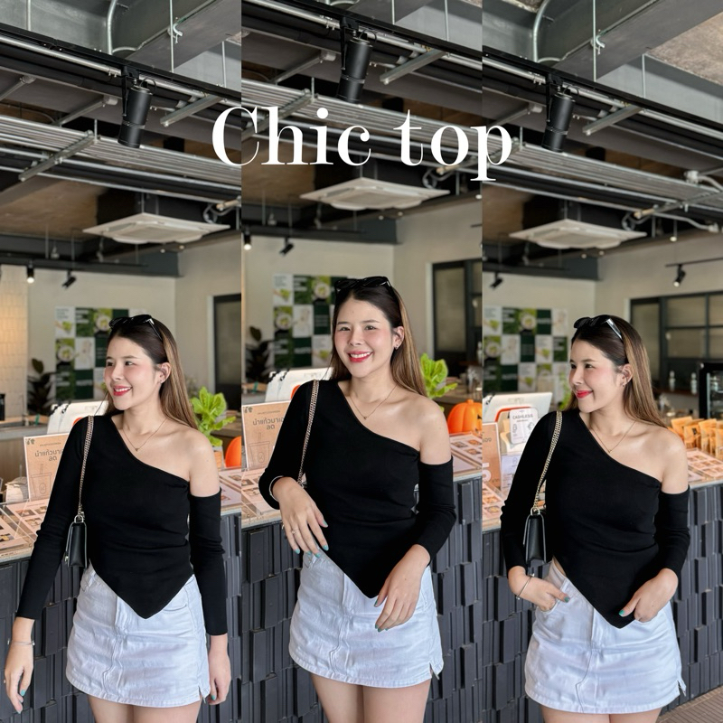RH : เสื้อแขนยาวเบี่ยงข้างผ้าร่อง ชิคๆ