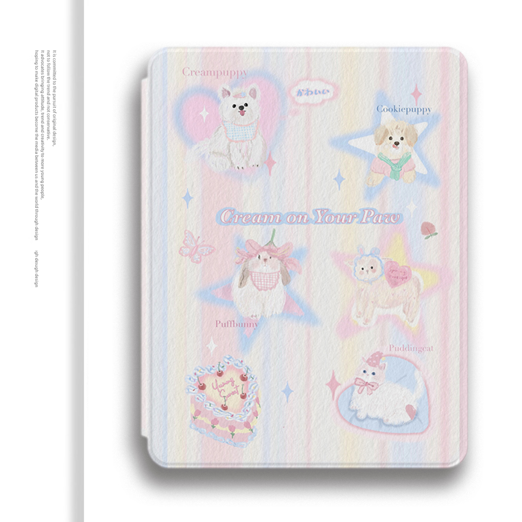 24 ชั่วโมงเคส เคสiPadหมุน 360° Air5 Gen9 10.2 Acrylic เคส ipad Pro11 2024 air6 gen8 แมวไล่ระดับสี