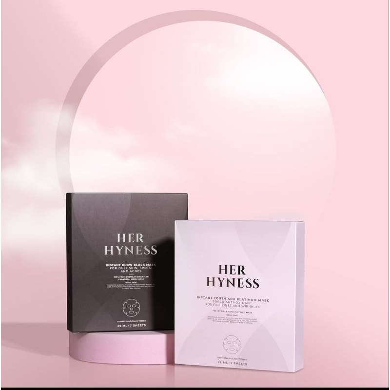 Her Hyness instant glow black mask, youth aox platinum mask