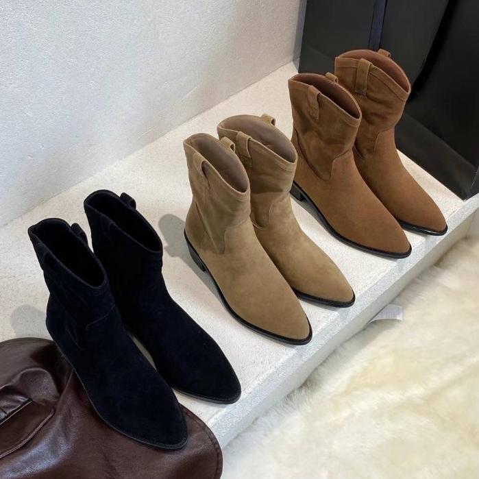 WEAR.SOUL #S557-Cowboy Ankle Boots รองเท้าบูทหนังกลับ