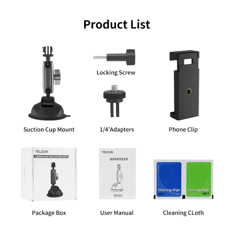 Telesin GoPro / DJI / Insta360 Suction Cup Mount ที่วางโทรศัพท์และกล้องแบบจุกดูด thumbnail 9