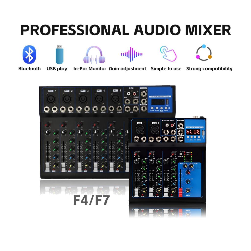 มิกเซอร์มืออาชีพ 4ช่อง MG04BT มิกเซอร์ USB Amplifiers KTV เครื่องขยายเสียงเครื่องขยายเสียงสำหรับการแสดงบนเวที แอมป์การแส