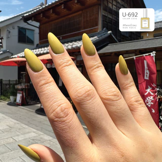สีทาเล็บกึ่งเจล (ไม่อบ) U-DELI U-692 Vegan Nailpolish ไร้กลิ่นฉุน16ml Yellow Pastel Pigmetแน่น สีสวย