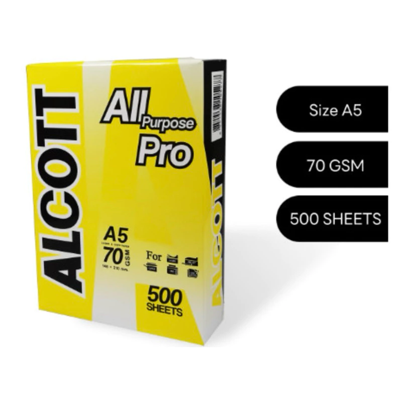 Alcott (A5) กระดาษถ่ายเอกสาร 70 แกรม ขนาด A5 (ขนาดครึ่งของA4)