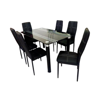 [HOT DEAL] ชุดโต๊ะอาหาร + เก้าอี้ 4 และ 6 ที่นั่ง กระจกดำ (จัดส่งเป็นแพ็คลูกค้าประกอบเอง)
