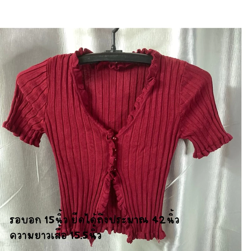 เสื้อครอปมือสอง แขนสั้น แขนยาว ลายดอก ลายสก็อต ซีทรู thumbnail 6