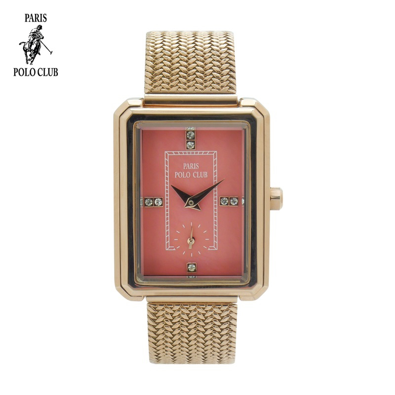 🎁 Paris Polo Club 💢แบรนด์แท้💯% ประกันศูนย์1ปี‼️ 🎗️เก็บโค๊ตลดเพิ่ม🎗️ นาฬิกาข้อมือผู้หญิง สายสแตนเลส รุ่น PPC-230606