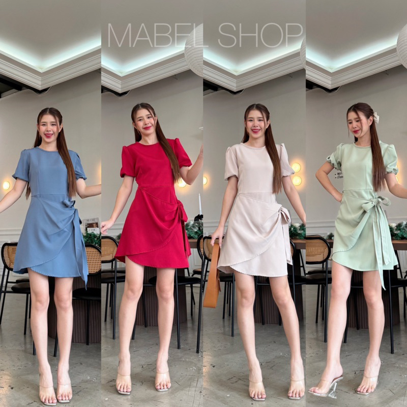 C88 PRINCESS เดรสแขนตุ๊กตากระโปรงป้ายผูกโบว์Mabel
