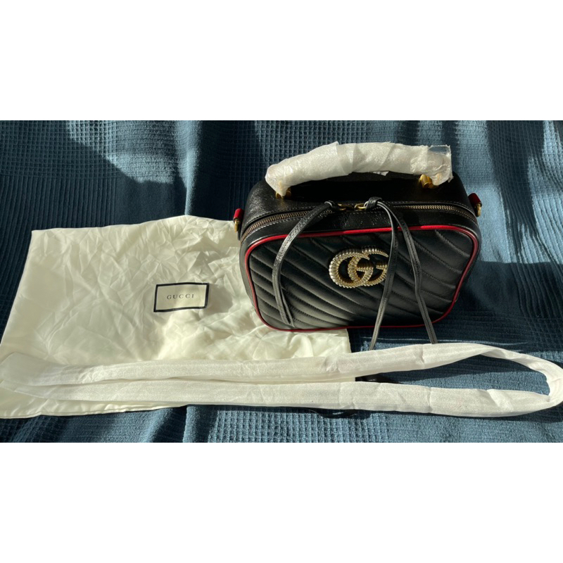 Gucci Marmont Camera Calfskin Crossbody Bag Torchon Bamboo Handle