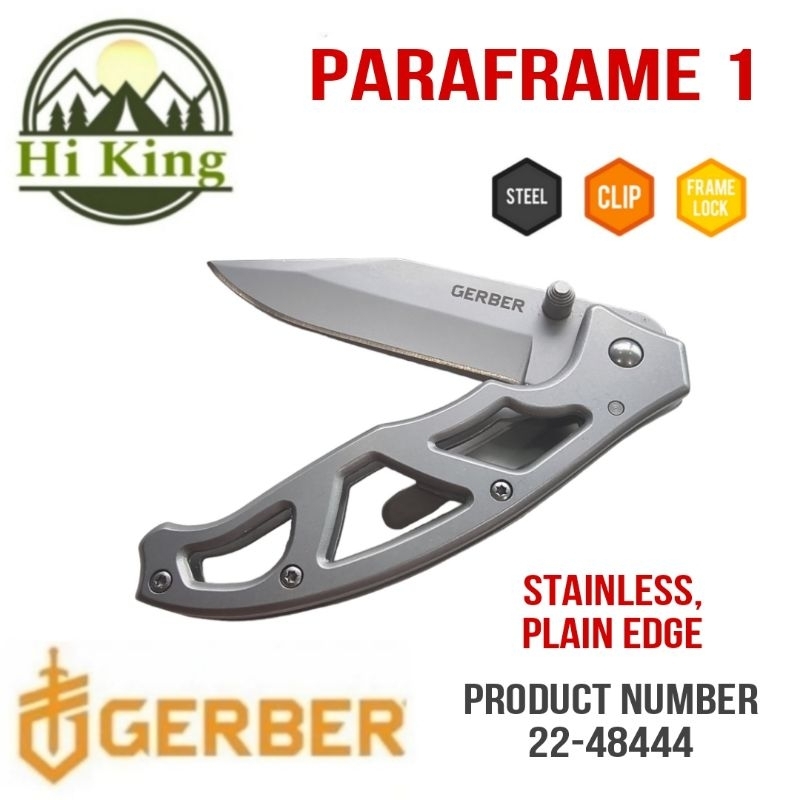 มีด Gerber รุ่น PARAFRAME 1 STAINLESS PLAIN EDGE ใบมีดขนาดใหญ่ 3.01" น้ำหนักเบา พร้อมคลิปเหน็บพกพาง่