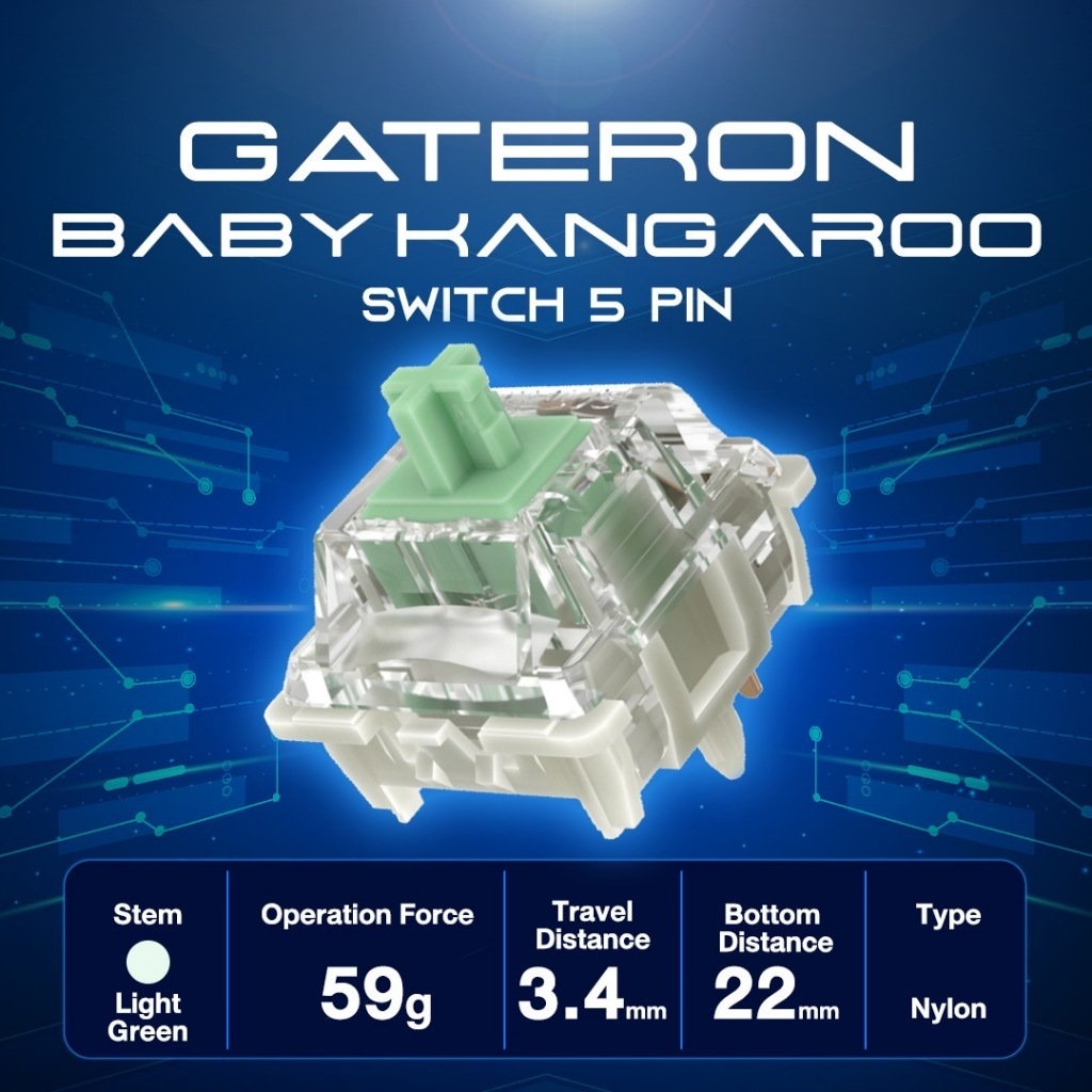 GADONX(10/35ชิ้น) Gateron Baby Kangaroo V2 Switch 5 pin สวิตช์ Linear สำหรับคีย์บอร์ด Mechanical keyboard Pre lub แล้ว