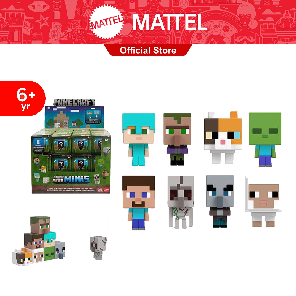 Minecraft Mob Head Minis Figures (Random 1 Pc.) ไมน์คราฟต์ ฟิกเกอร์จิ๋วหัวม็อบ คละแบบ 1 ชิ้น HDV64 (956J)