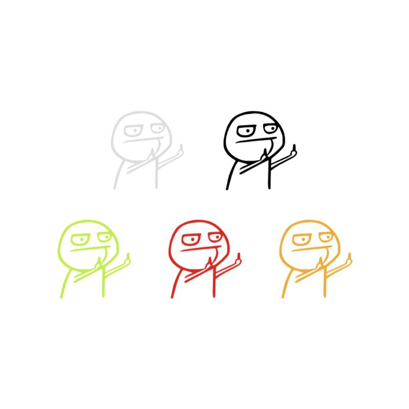 📌สติกเกอร์PVCกันน้ำ/สะท้อนแสง #ตัวการ์ตูนโชว์นิ้ว...🖕