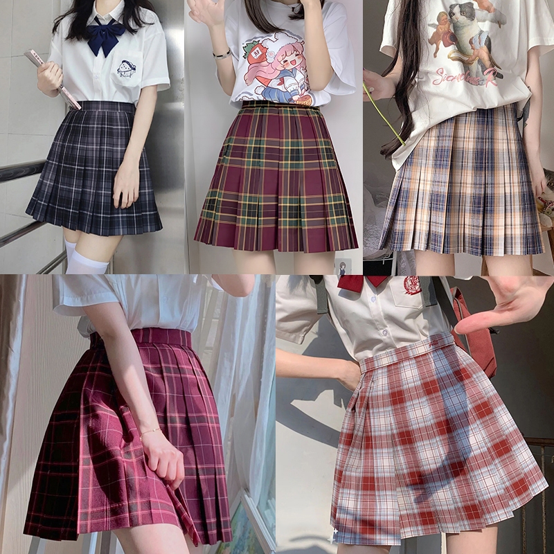 #พร้อมส่ง# ผู้หญิง เอวสูง กระโปรงพลี สไตล์ญี่ปุ่น JK กระโปรงลายสก๊อต ลายสก๊อตน่ารัก กระโปรงเทนนิส