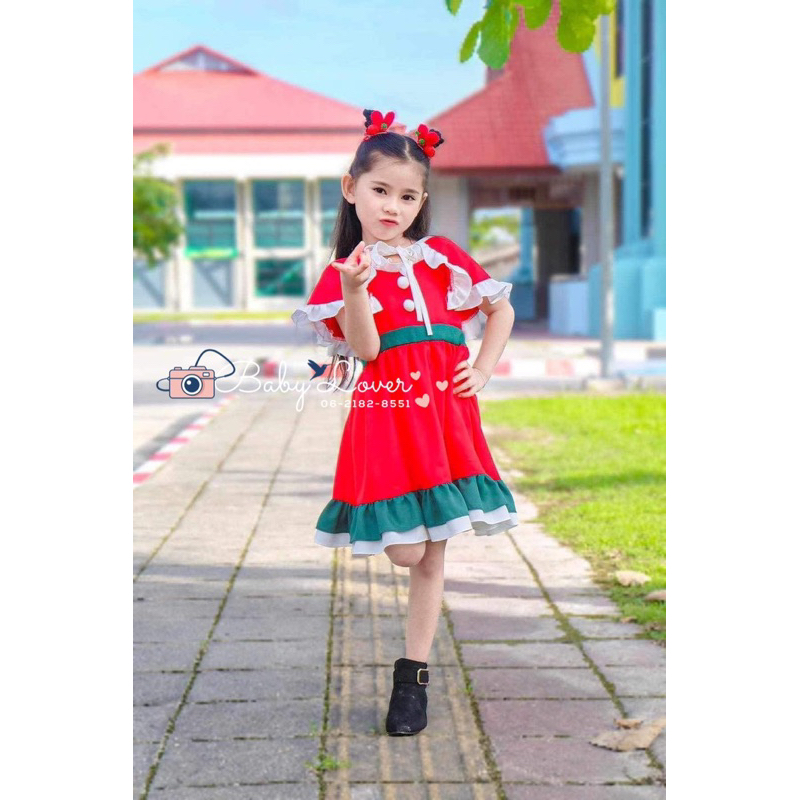 ชุดเดรสคริสต์มาส ชุดซานตี้ เดรสพร้อมผ้าคลุมไหล่ ชุดเทศกาล (รหัส SP005) Size : S - XXL