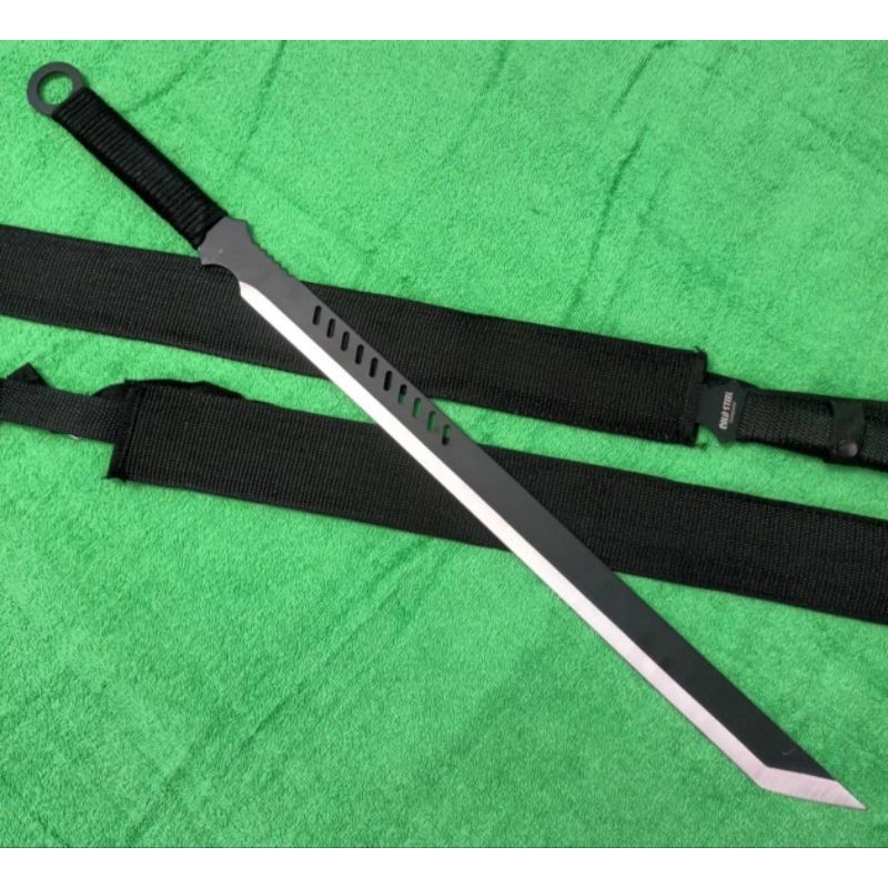 อุปกรณ์เดินป่า มีดเดินป่า มีดยาว มีดสปาต้า มีดพกเดินป่า COLD STEEL รุ่น SK-9 ใบดำด้ามพันเชือกสวยๆ คมๆ พร้อมซองผ้าไนลอน