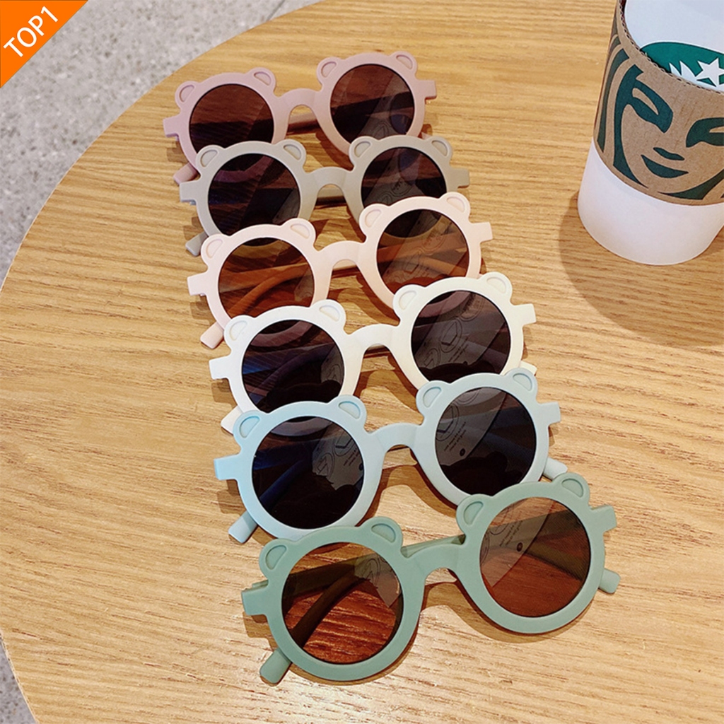 เเว่นตากันเเดด ทรงหมีน่ารัก ป้องกันเเสงเเดดได้จริง สีพื้น ขาใหญ่ นุ่ม สไตล์เกาหลี พร้อมส่งในไทย