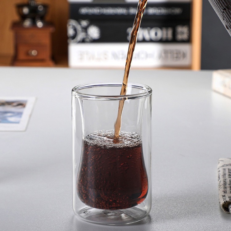 แก้วกาแฟสองชั้น 90/220 ml แก้วกาแฟช๊อต แก้วเอสเพรสโซ่ Espresso Glass Cup แก้วใสทรงเตี้ย แก้วมินิมอล แก้วใส่ขนม