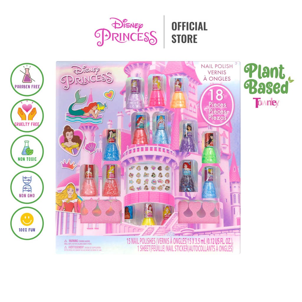 Disney Princess เซ็ทยาทาเล็บ พร้อมสติกเกอร์ตกแต่ง ลิขสิทธ์แท้ ปลอดสารพิษ (ดิสนีย์ ปริ้นเซส)