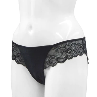 Annebra กางเกงใน ทรงบิกีนี่ ผ้ากำมะหยี่ ตัดต่อผ้าลูกไม้ Bikini Panty รุ่น AU3-887