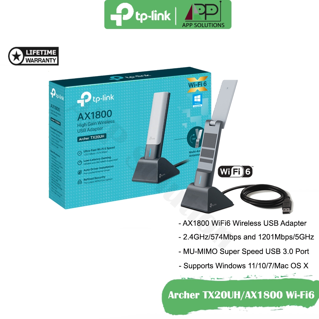 TP-LINK USB Adapter(อุปกรณ์รับสัญญาณ) WIFI6/AX1800 รุ่นArcher TX20UH(ประกันLifetime)