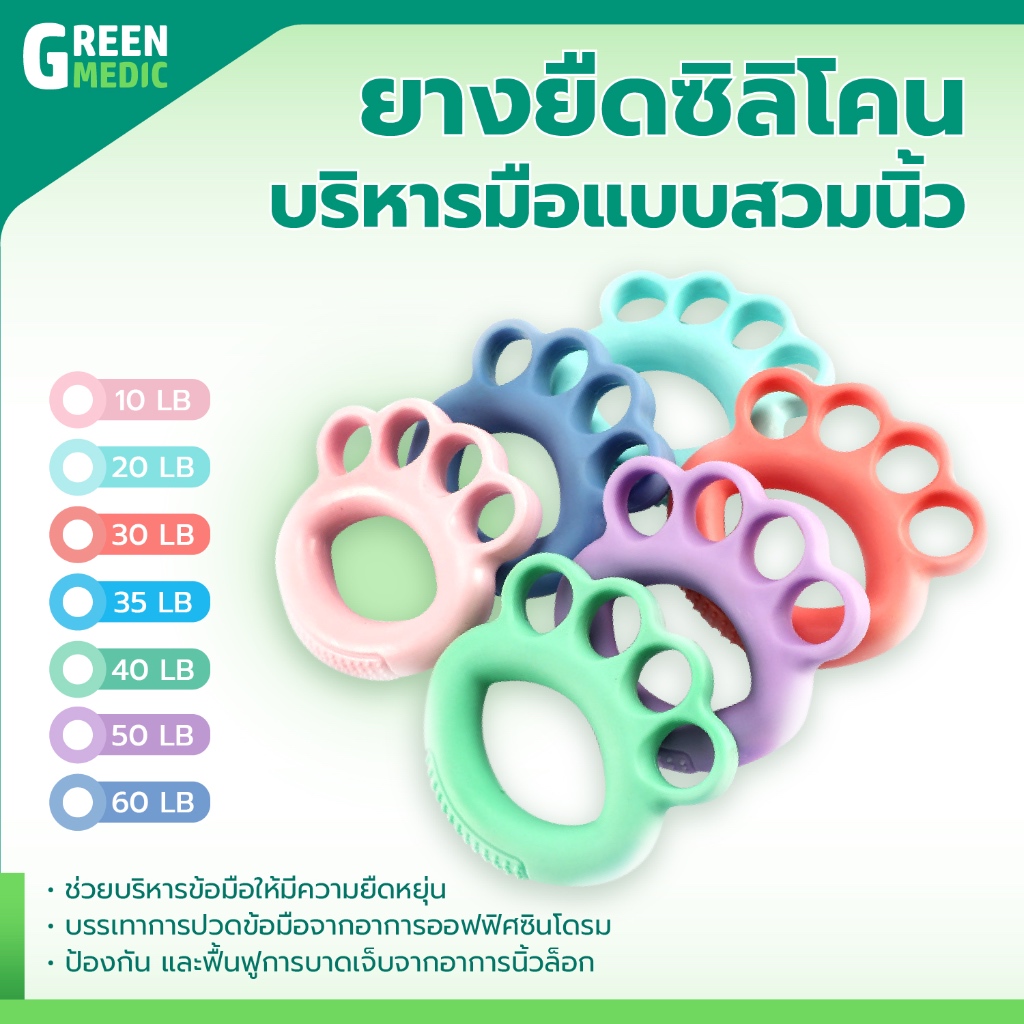 ยางซิลิโคนบริหารมือแบบสวมนิ้ว ป้องกันนิ้วชา นิ้วล็อค จากการทำงานนานๆ (Hand Gripper)
