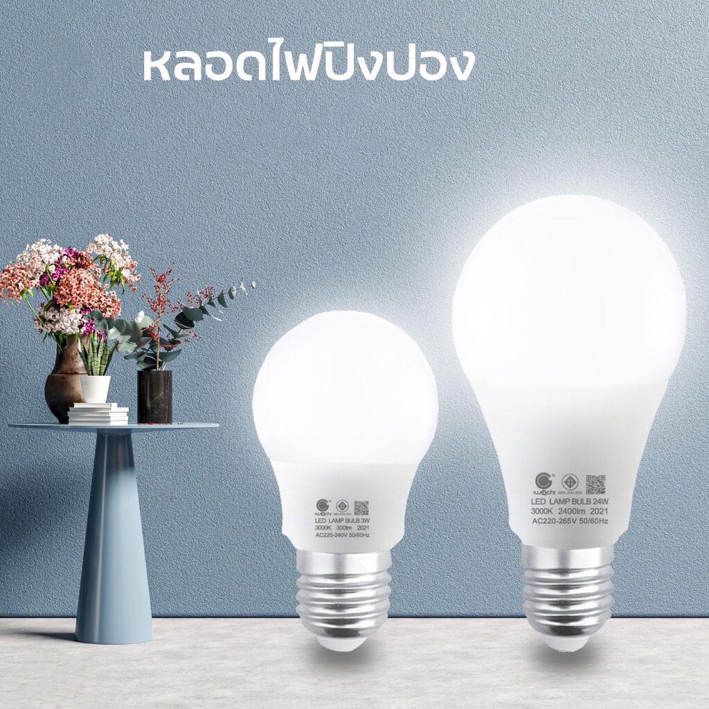 หลอดไฟ LED ขั้วเกลียว E27 ประหยัดไฟ ให้แสงสว่างมาก หลอดปิงปอง มีหลายขนาดให้เลือก ใช้งานทั่วไป สินค้าคุณภาพ