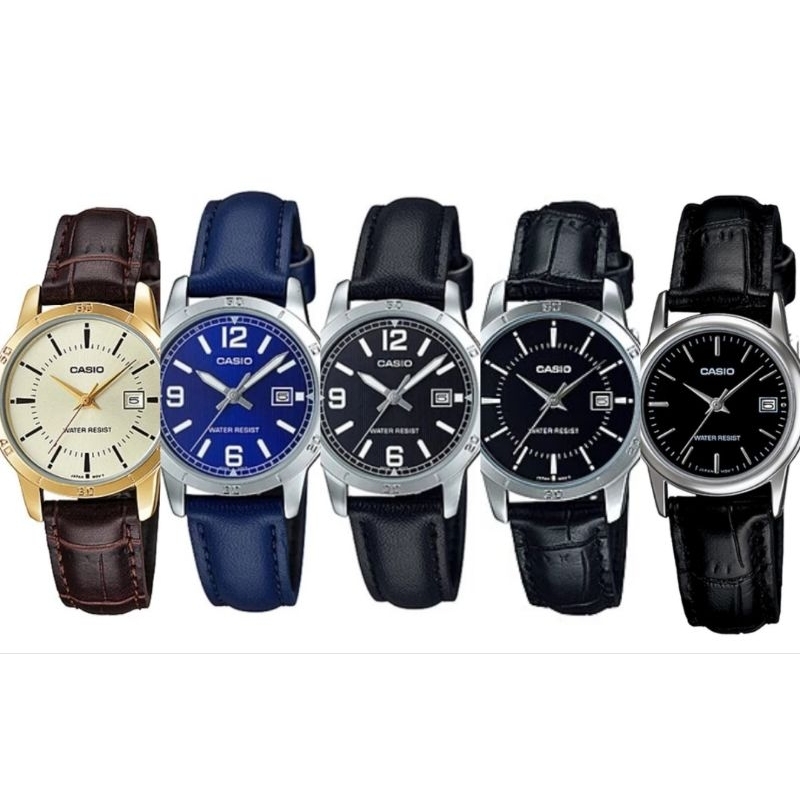 CASIOนาฬิกาสายหนังLTP-V001GL/LTP-V002L/LTP-V004L  LTP-005L LTP-006L ของแท้รับประกัน1 ปี