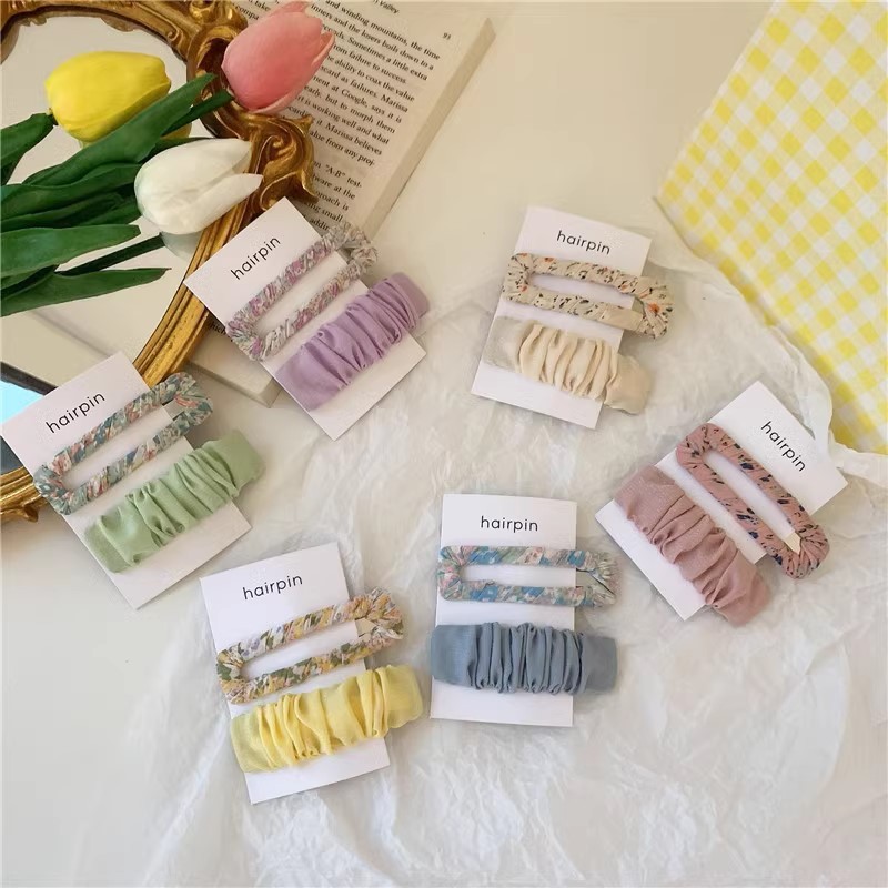 ส่งไวจากไทย 【พร้อมส่ง】 กิ๊บติดผม สไตล์เกาหลี แบบผ้า กิ๊บแฟชั่น น่ารัก 5BQ