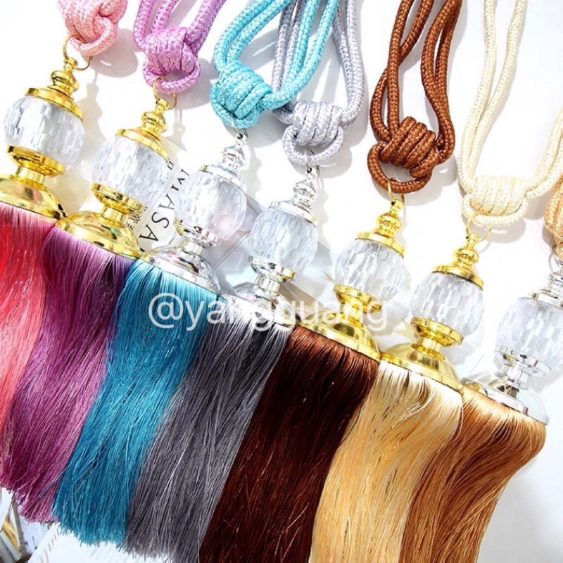 สายรวบม่าน พู่คริสตัลรวบม่าน อุปกรณ์ผ้าม่าน สีเทา สีครีม สีฟ้า สีน้ำตาล สีขาว สีทอง สีเขียว สีชมพู สีดำ 29บาท