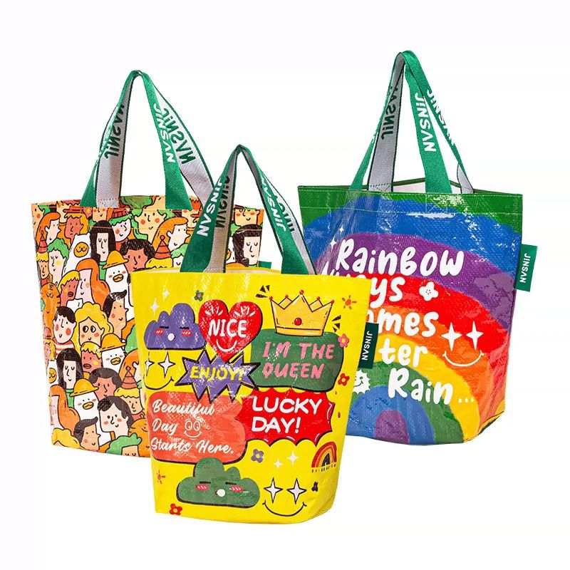 ‼️ร้านไทยพร้อมส่ง‼️ Shopping Bag/Woven Bag ขนาดเล็ก ถุงช้อปปิ้งกันน้ำ สะพายไหล่และถือ คล้องแขน กระเป