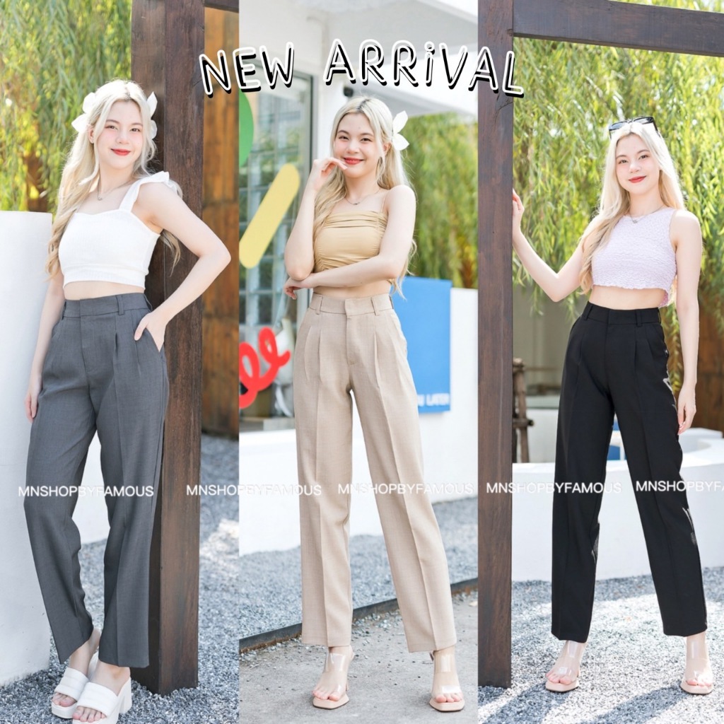 🍒สโนว์กระเป๋าแปะหลัง🍒กางเกงผ้าสโนว์สลาฟ-ตะขอหน้า-เป๋าหลัง-ขากระบอกเอวสูง-🏷️งานป้ายFamous