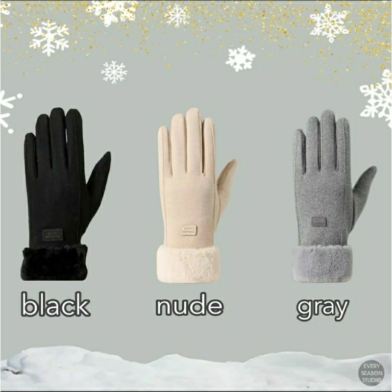 ถุงมือกันหนาว บุขน *ขนนิ่มมาก* touch screen โดนทุกสัมผัส