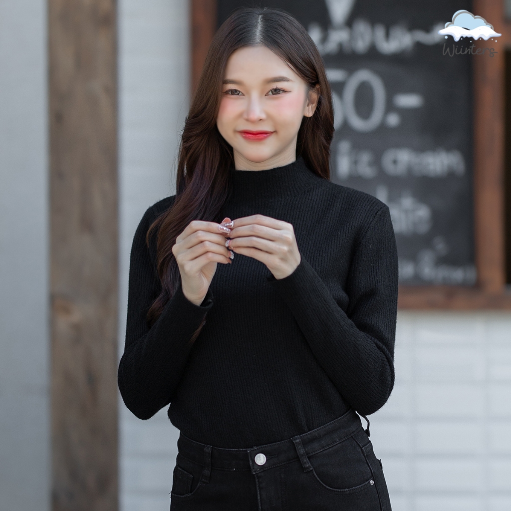 [ Bunny Peenneck Sweater - E12 ] 5 สี I เสื้อแขนยาวบุขน เสื้อคอปีนบุขน ผ้านุ่ม กันหนาวได้ดี Mix & Match ได้หลายลุค