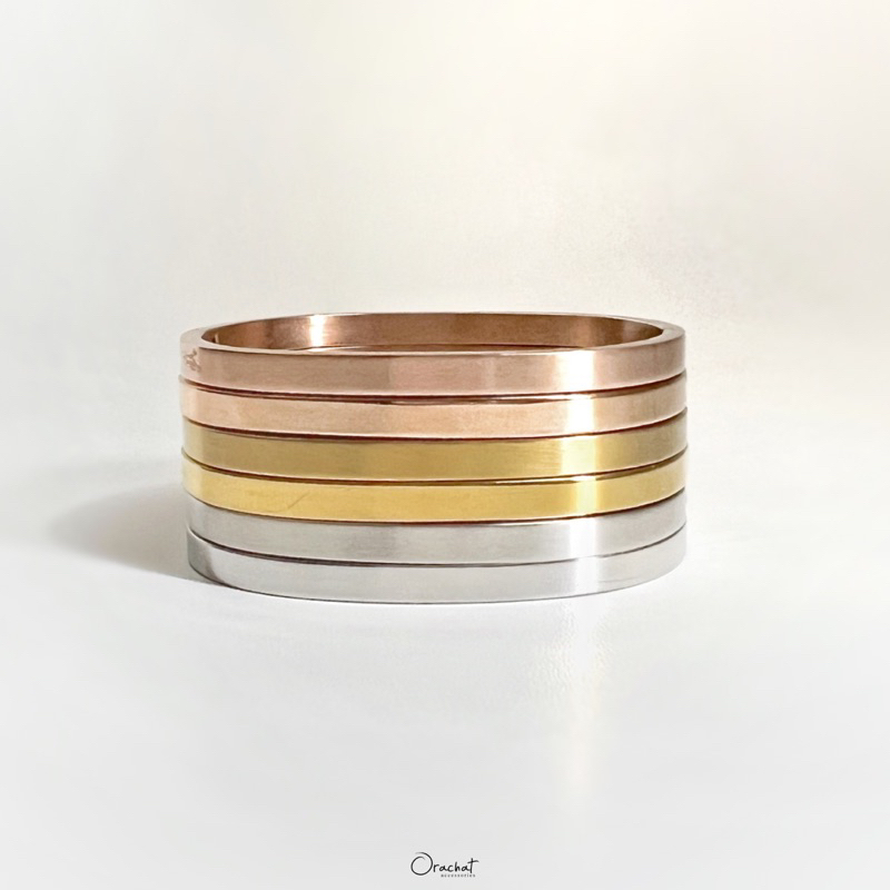 Orachat | Plain 14k bangle. (กำไลตัวเรือนสแตนเลส)