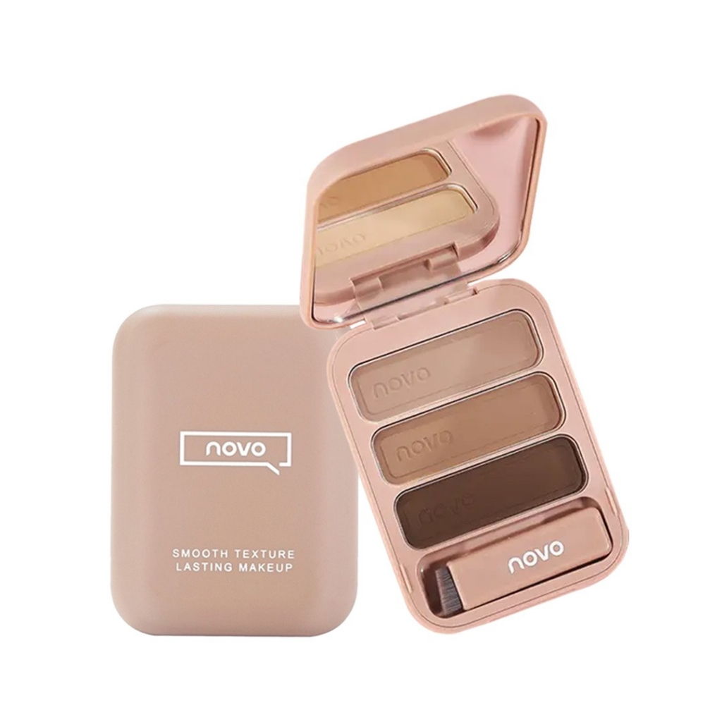 Novo คิ้วฝุ่น เฉดดิ้งไฮไลท์ ตลับ 3 สี [No.5345] Novo Smooth Texture Lasting Makeup Eyebrow Powder