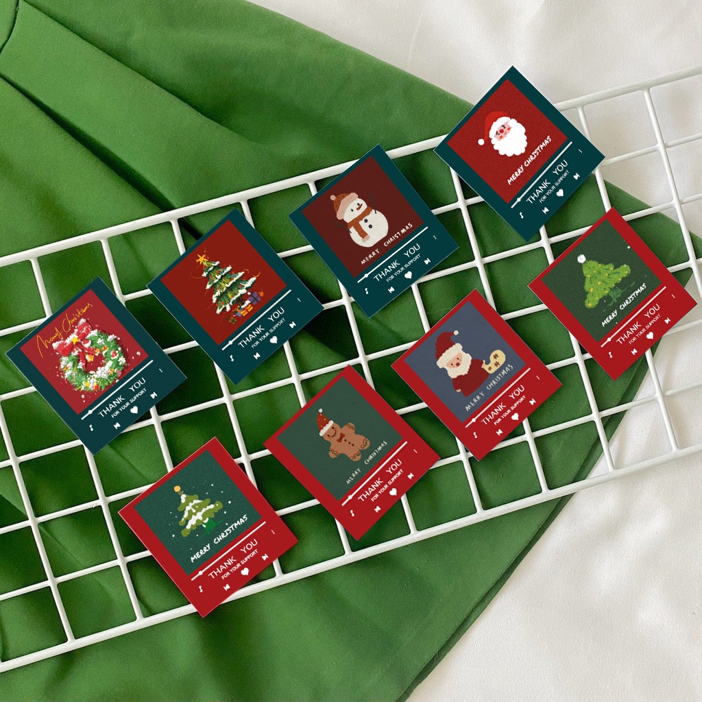 ทักแชทก่อนสั่ง [ลายใหม่ Christmas ] Thank You Card คริสมาส2ใบ 3 บาท การ์ดขอบคุณ ของแจกของแถมลูกค้า