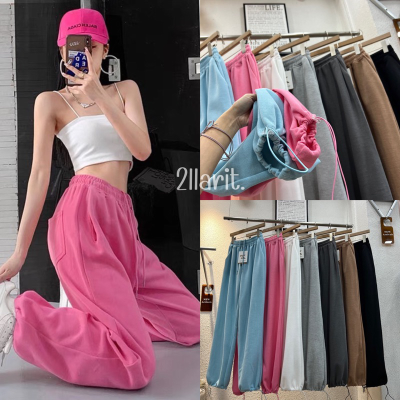 2llarit.9069#กางเกงวอร์มขายาวผ้านุ่ม สายฝอ งานป้ายทรงสวยใส่ได้ทั้งจั็มและปล่อย